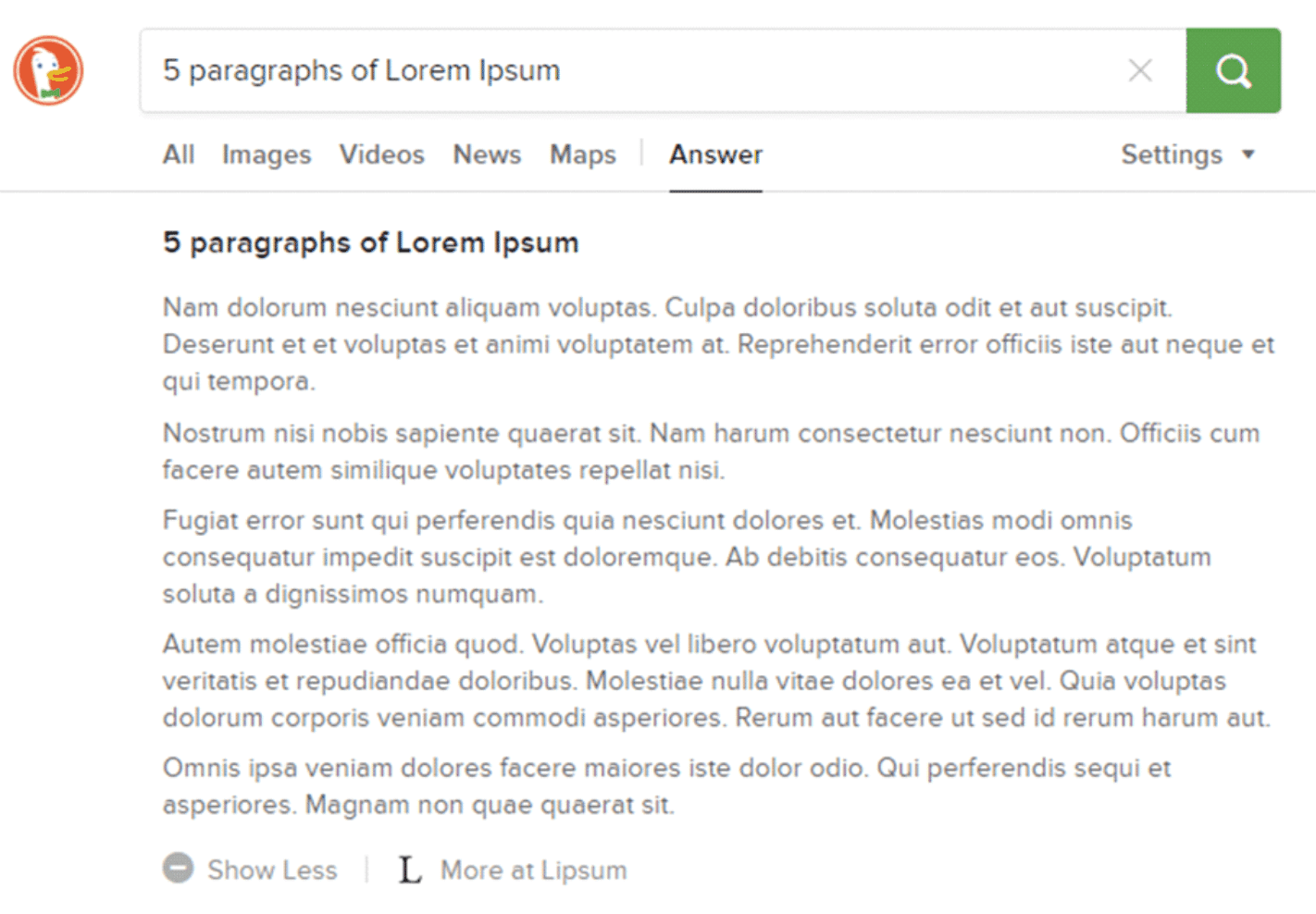 DuckDuckGo Lorem Ipsum Text