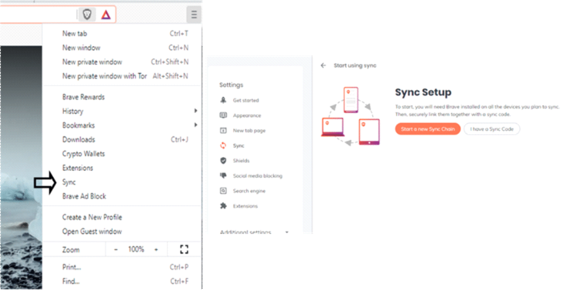 Brave Sync Desktop Browser with Mobile