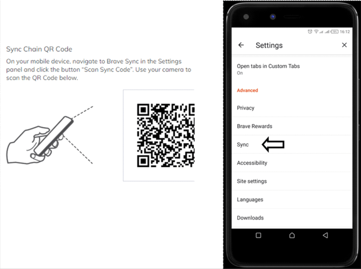 Brave Sync QR Codes